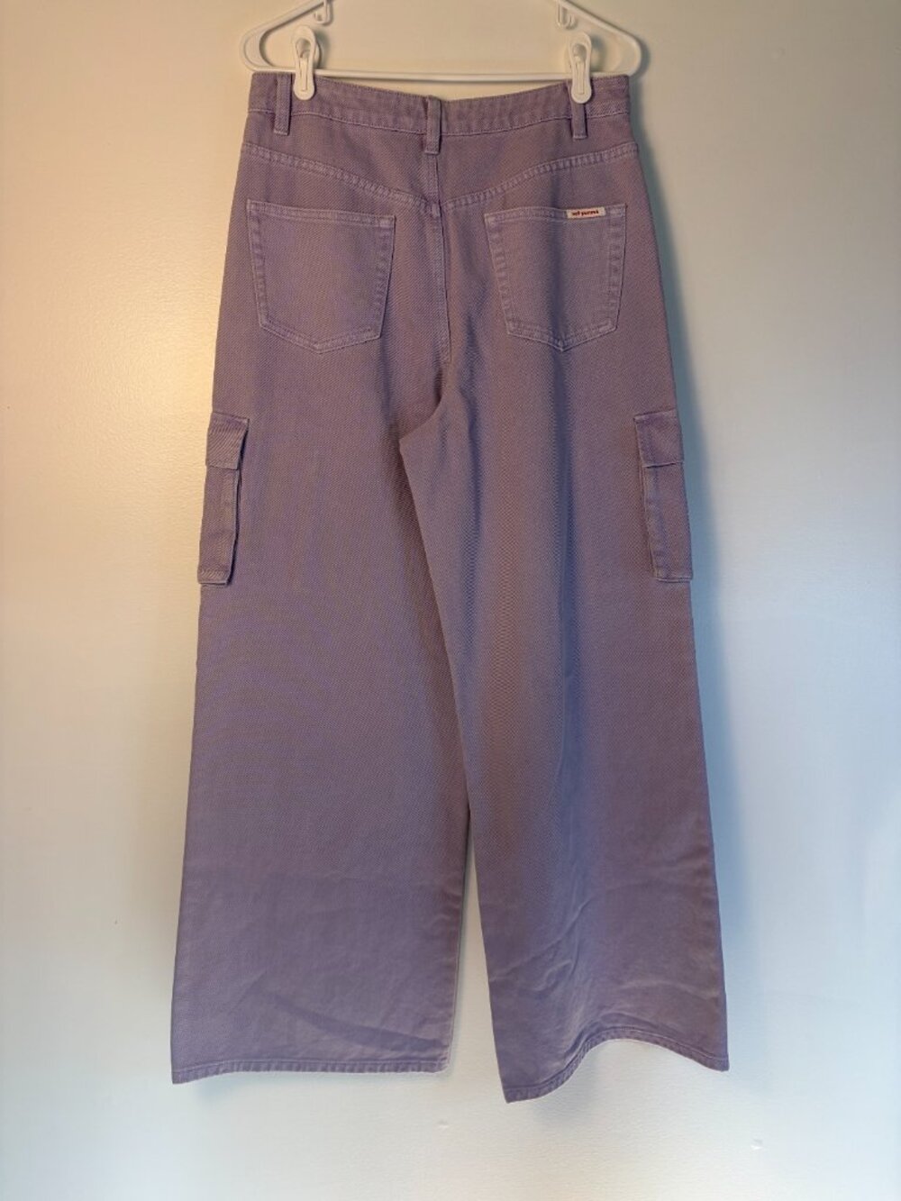 Self-Portrait Lilac Wide-Leg High Rise Denim Cargo Jeans - Picture 7 of 8
